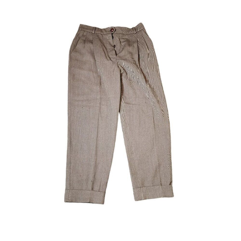 Vintage Moschino Couture Career Pleated Trouser Pants Womens Size 12 Brown